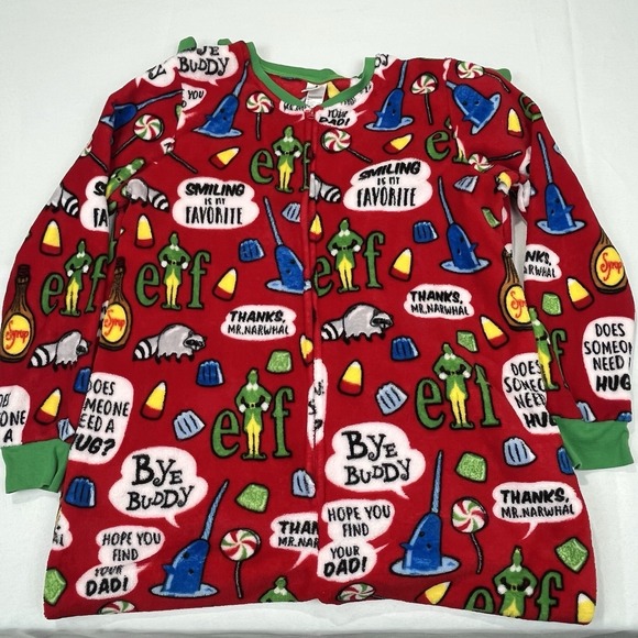 Elf‎ the Movie WB Pajamas One Piece Union Suit Jumpsuit Adult XL - Picture 1 of 10